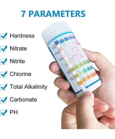 FUNSWTM 7 in 1 Aquarium Test Strips - 100Pcs | Freshwater and Saltwater Fish Tank Test Kit for pH, Nitrite, Nitrate, Chlorine & Hardness Detection - Buy Online on GoSupps.com