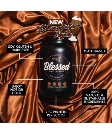 Blessed Plant Based Vegan Protein Powder - 23g Pea Protein Isolate, Low Carbs, Non Dairy, Gluten & Soy Free, No Sugar Added - Chocolate Mylk Flavor - 30 Servings - Buy Online on GoSupps.com
