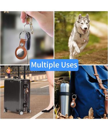4-Pack Leather AirTag Key Chain Holder - Ultra Tracker Case with Loop Key Ring for Apple AirTags - PU Cover for Wallet/Luggage/Pets - Black/Blue/Brown/Red - Buy Online on GoSupps.com