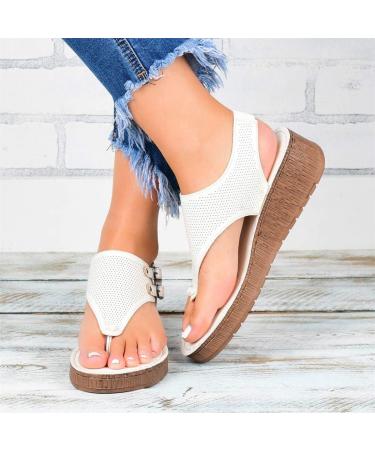 Stylish Women's Wedge Heel Sandals - Open Toe Plateau Summer Shoes | Non-Slip Slingback Fashion | Sexy Roman Sandals in White (EU 39) - Buy Online on GoSupps.com