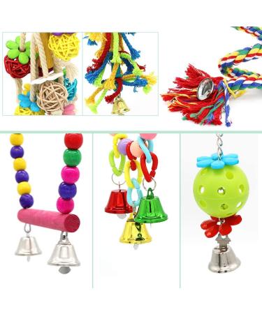 6 PCS Small Bird Swing Toys - Natural Wood & Rope Bungee Bird Toy for Parrots, Parakeets, Cockatiel, Conure, & Other Small Birds - Buy Online on GoSupps.com