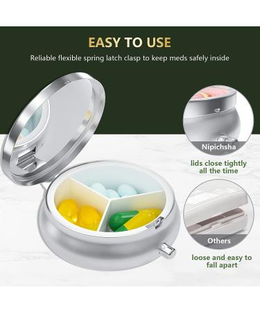 Nipichsha Small Pill Box - Cute Medicine Organizer for Purse & Pocket - Portable Pill Container for Vitamins & Supplements - Pink Marble Design - Buy Online on GoSupps.com