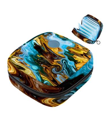Menstruation pad bag with zipper women's napkin bag tampons collecting bags for women and girls (abstract colorful psychedelic Swirl Trippy) Color 1