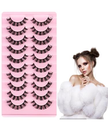 10 Pairs Eyelashes Russian Strip Lashes Natural Look Russian Strip Lashes D Curly Natural Wispy Fluffy Fake Eyelashes Lashes Lash Extensions Natural Lashes Perfect for Weddings Birthday