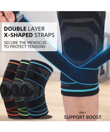 Best Knee Brace for Pain Relief | Knee Compression Sleeve for Men & Women (Pair) - 088GREEN Large | International Shipping - Buy Online on GoSupps.com