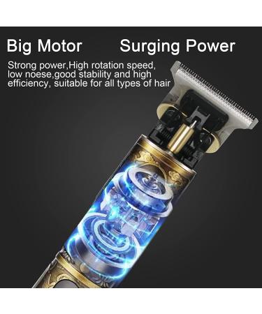Professional Electric T Blade Hair Clippers Trimmer for Men - Bald Zero Gap Grooming Kit with LED, Cordless Rechargeable - Gold - Buy Online on GoSupps.com