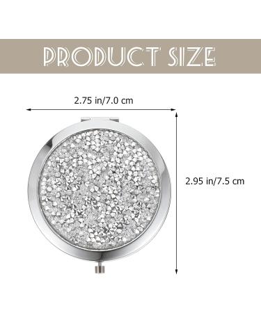 KALLORY Mini Rhinestone Compact Mirror - Double-Sided Hand Held Makeup Vanity Mirror for Women and Girls - Small Purse Mirror with Magnification - Silver - Buy Online on GoSupps.com