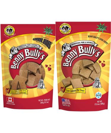 Benny Bullys Chops Small Bites Beef Liver Dog Treats (260g) + Chops Beef Liver Dog Treats (500g)