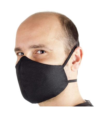 Mamajeans set with 3 masks made in Italy.Outside of water -repellent and breathable non -woven.Cotton on the skin.Washable and reusable sizes slim and large - unisex small (adjustable neck) black