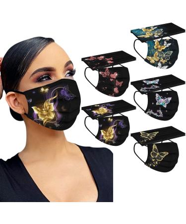 Jingyua 50-Piece Butterfly Print Adult Face Masks - Christmas Motif 3-Layer Mouth & Nose Protection Scarf Neckerchief - Anti-Fitting & Multifunctional - Buy Online on GoSupps.com