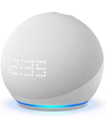 Echo Dot 5th Gen 2022 with Clock | International Version + US Power Adaptor | Glacier White - Buy Online on GoSupps.com