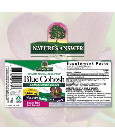 Nature's Answer Blue Cohosh Root Organic Alcohol 1oz | Childbirth & Menopausal Support - Buy Online on GoSupps.com