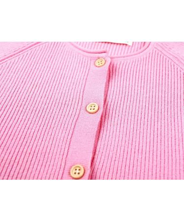 SMILING PINKER Toddler Girls Knit Cardigan | Soft & Warm Sweater with Pockets | 1-2 Years | Bright Pink - Buy Online on GoSupps.com