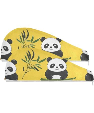 Buy Panda Yellow Hair Towel 2 Pack - Super Absorbent Quick Dry Hair Turbans for Women & Girls - Buy Online on GoSupps.com