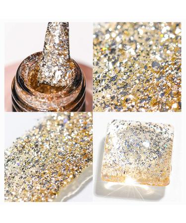 Gold Glitter Gel Nail Polish - Sparkling Diamond Gold Color - 10ML - Soak Off UV Gel Polish for DIY At-Home Manicure - Buy Online on GoSupps.com