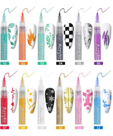 12Pcs Nail Art Pens 12 Colors Nail Polish Pens Quick Dry Nail Art Paint Graffiti Dotting Pen Drawing Painting Nail Polish Design Pens for DIY Manicure Tools Nail Art Pens - Buy Online on GoSupps.com