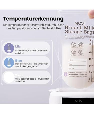 NCVI Breast Milk Storage Bags - 60 Pack 200ml BPA-Free Double Sealed with Temperature Recognition - Ideal for Breastfeeding - Buy Online on GoSupps.com