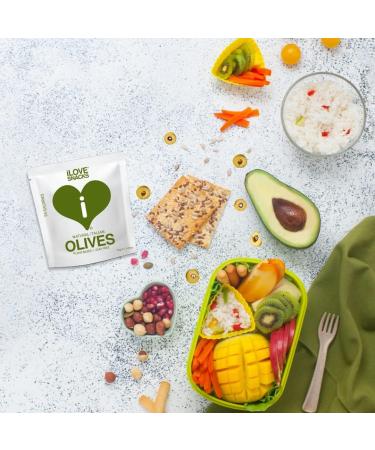 iLOVE SNACKS - Natural Italian Olives Gluten-Free Plant-Based Vegetarian GMO Free Palm Oil Free No Preservatives Low Calorie Healthy Snack Italian Snacks Pitted Olives All Natural 15 x 30g - Buy Online on GoSupps.com