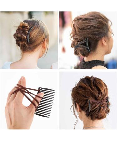 4 Pieces Hair Combs for Women Accessories Elastic Hair Clip Combs Bandette Comb with Elastic Band Double Comb Hair Clip Hair Styling Tool for Women Thick Curly Thin Hair (Black Brown) - Buy Online on GoSupps.com