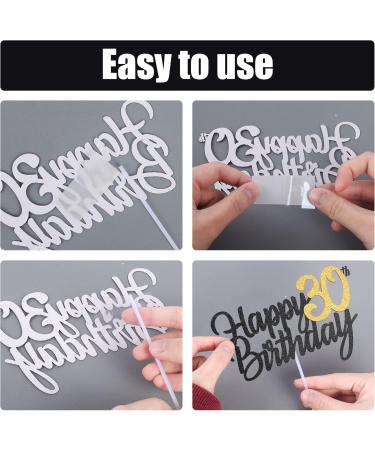 30th Birthday Cake Topper - Black Gold Tortendeko Cupcake Paper Compartment Decoration for Men & Women - Buy Online on GoSupps.com