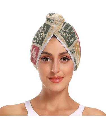 Tribal Ethnic Drawing Dry Hair Cap & Towel Set | Quick-Dry Super Absorbent Soft 2-Piece Bundle - Buy Online on GoSupps.com
