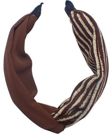 Topkids Accessories Striped Knot Alice Bands Adult Women Hair Accessories for Women Hair Bands for Women Thick Headband Womens Headbands Head Bands Adult Women Wide Headbands (Brown) - Buy Online on GoSupps.com