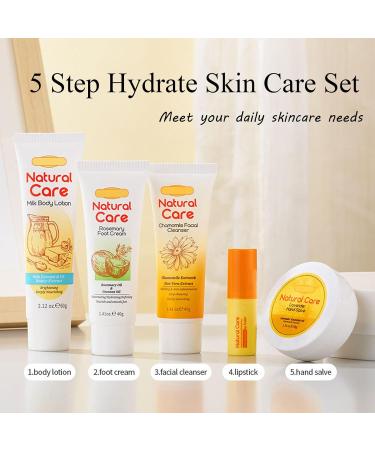 Natural Hydrating Skin Care Gift Set | Plant-Based Skin Care Routine Kit | Travel Size Cleanser Lip Balm Hand Salve Body Lotion Foot Cream for Women & Girls - Buy Online on GoSupps.com