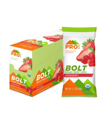 PROBAR - Bolt Organic Energy Chews Strawberry Non-GMO Gluten-Free USDA Certified Organic Healthy Natural Energy Fast Fuel with Vitamins B & C (12 Count)