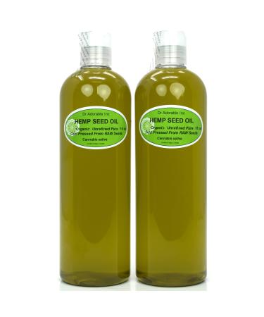 Dr Adorable 2x16 Oz / 32 Oz Premium Hemp Seed Oil Organic 100% Pure Unrefined Cold Pressed