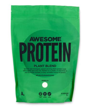 Vanilla Awesome Protein Powder by Ben Coomber | 1kg Vegan Organic Flavoured Protein | 33 Servings Low-Calorie Plant-Based Vanilla Protein Powder
