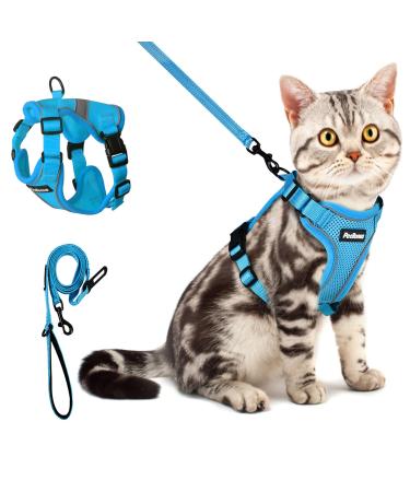 Petbonus cat dishes with a leash break -out adjustable cat line with dishes for cats breathable and soft cat dishes Small cat with reflex stripes for cats kitten (blue XS) XS blue