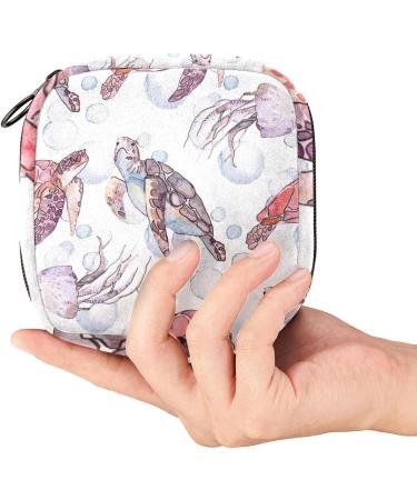 Portable Women's Napkin Storage Bags | Sea Turtles & Jellyfish Designs | Menstrual Cup & Bandage Organizer for First Period - Buy Online on GoSupps.com