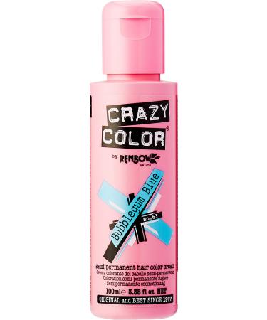 Renbow Crazy Color Semi Permanent Hair Color Cream Bubblegum Blue No.63 100ml Bubblegum Blue 100 ml (Pack of 1)