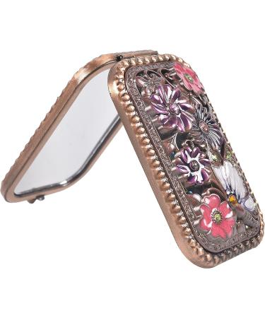 Nerien Women's Magnifying Vintage Foldable Butterfly Rose Flowers Purse Mirror | Portable Travel Mirror for Princess Style Enthusiasts - Buy Online on GoSupps.com
