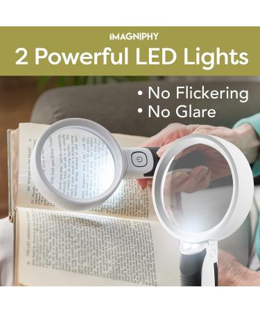 iMagniphy High Power Magnifying Glasses with Light - 5X & 10X Magnification - Ideal for Seniors with Macular Degeneration - Reading Magnifying Glass with 2 Interchangeable Lenses - Black - Buy Online on GoSupps.com