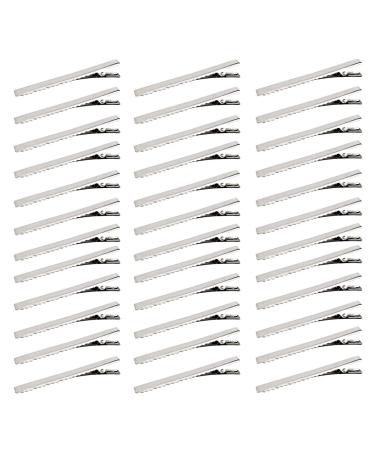 60 Pcs Alligator Curl Clips Bantoye 3 Inch Flat Single Prong Clips Hair Accessories for Hair Styling Hair Coloring Silver 3 Inch (Pack of 60) Silver