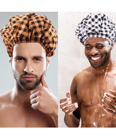 Kaiersi Large Waterproof Shower Cap for Men - Reusable & Adjustable - Ideal for Braids, Locs, and Dreadlocks - 2 Plaid Colors - Buy Online on GoSupps.com