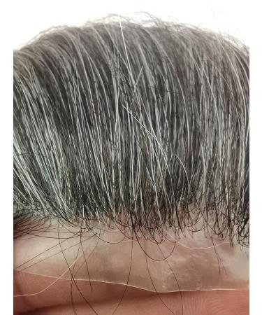 Real Hair Toupet for Men - YanaHair 0.04-0.06mm V-Loop PU Thin Skin Hair System | European Real Hair Wig - Black & Gray (10x8) - Buy Online on GoSupps.com