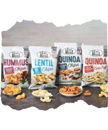 Eat Real Crisps Multipack - Hummus Chips Sour Cream & Chives and Tomato & Basil (3x25g Single Bag each) Bundled By The Great British Kitchen | Healthy Snacks for Adults - Buy Online on GoSupps.com