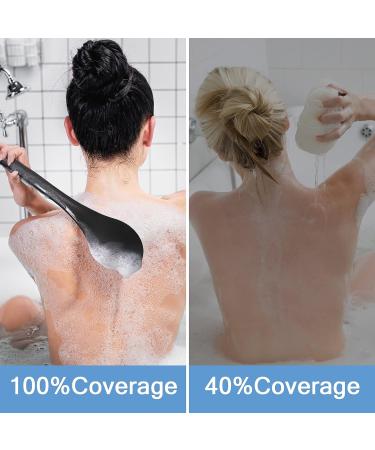 ROLIZOE Long Curved Handle Back Brush for Shower - Soft Bristle Exfoliating Body Scrubber for Wet/Dry Brushing - Black - Buy Online on GoSupps.com
