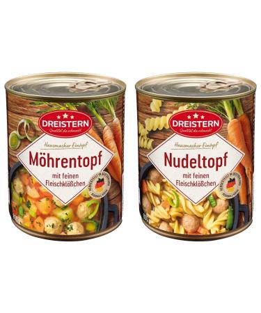 Three star carrot stew with meatballs 800 g & noodle stew with meatballs 800 g 800 g (pack of 2) bundle with noodle stew with meatballs
