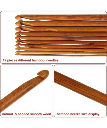 DIRBUY Wooden Yarn Bowl with Bamboo Crochet Hooks - Crochet Gift Set for Mom, Grandma, Girlfriend - 12PCS Brown - Buy Online on GoSupps.com