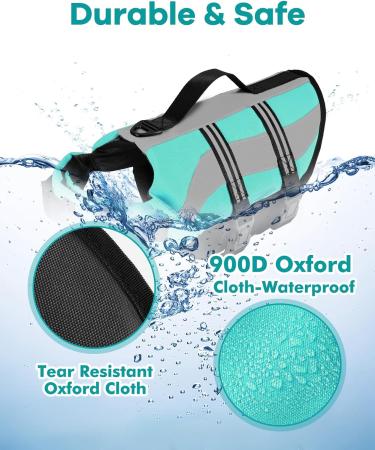 Petbank Life Jacket for Dogs - Adjustable Swimming Vest with Reflector Stripes | Buoyant Swim Suit for Small Medium & Large Dogs - Light Blue - Buy Online on GoSupps.com