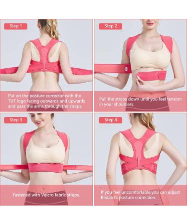 Adjustable High-Up Correction Back Support for Men & Women - Pain Relief for Neck Shoulders & Upper Back - Rose Red - Buy Online on GoSupps.com