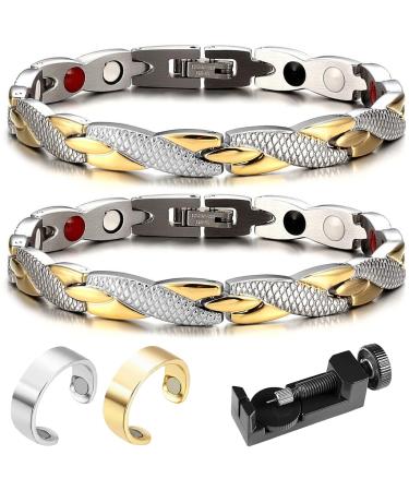DGUSO Magnnet hard band 2 Elegant magnetic therapy Fit plus bracelet Anti-and-fatigue slimming bracelets lymphatic drainage ring therapeutic magnetic ring 2 pieces Losing improvement circulation
