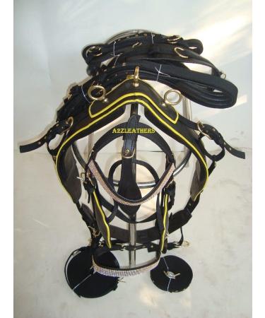 SHOWMEN CRAFT Black Synthetic Nylon Horse Harness with Yellow Piepin for Shetland - International Shipping Available - Buy Online on GoSupps.com