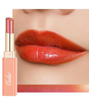 Oulac Moisture Shine Lipstick Red Copper - 2 in 1 lipstick & lip Balm Juicy & Glossy Finish Long Lasting Hydrating Smooth for Dry Cracked and Chapped Lips Vegan 2.2g/0.07oz (S01) S1 Saga copper with raspberry shimmer