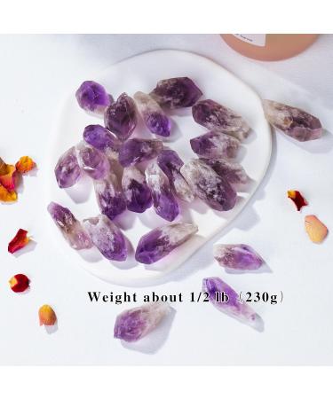 Apengshi 1/2 lb Natural Amethyst Crystal Points - Raw Gemstones for Meditation Reiki and DIY | Bulk Chakra Stones from Brazil - Buy Online on GoSupps.com