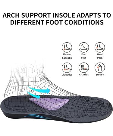 AOV Women Arch Support Walking Shoes | Comfortable Orthotic Non Slip Sneakers | Foot Pain Relief | Size 5.5-11 | Allblack/Pink - 8 - Buy Online on GoSupps.com