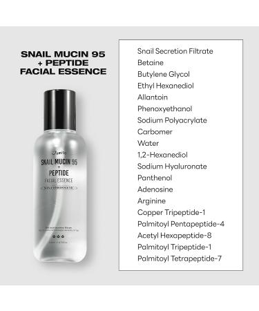 JUMISO Snail Mucin 95% + Peptide Essence | Hydrating Serum for Dry Skin | 4.73 fl. oz | Korean Skincare - Deep Moisturizer & Daily Hydration - Buy Online on GoSupps.com